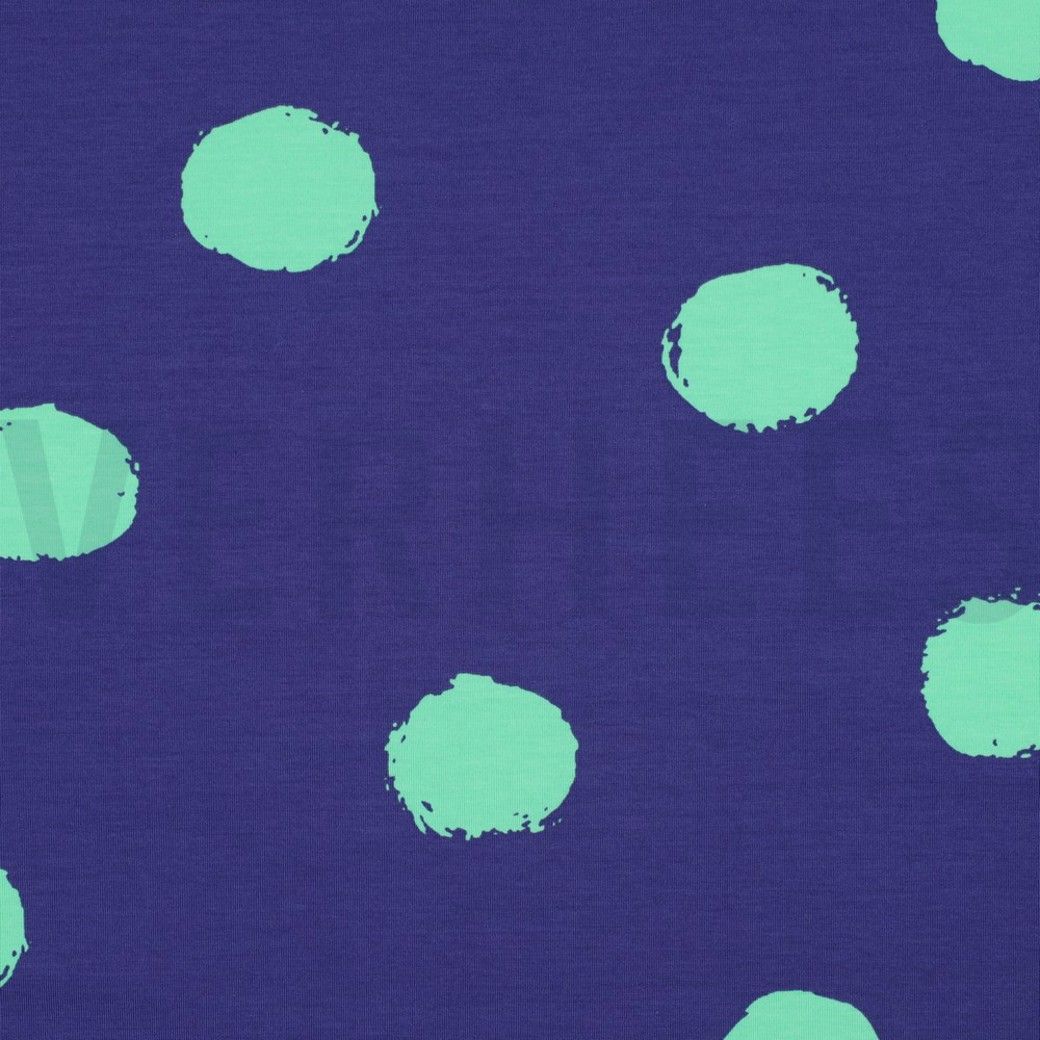 Cotton Jersey Fabric Big Dots Cobalt Blue