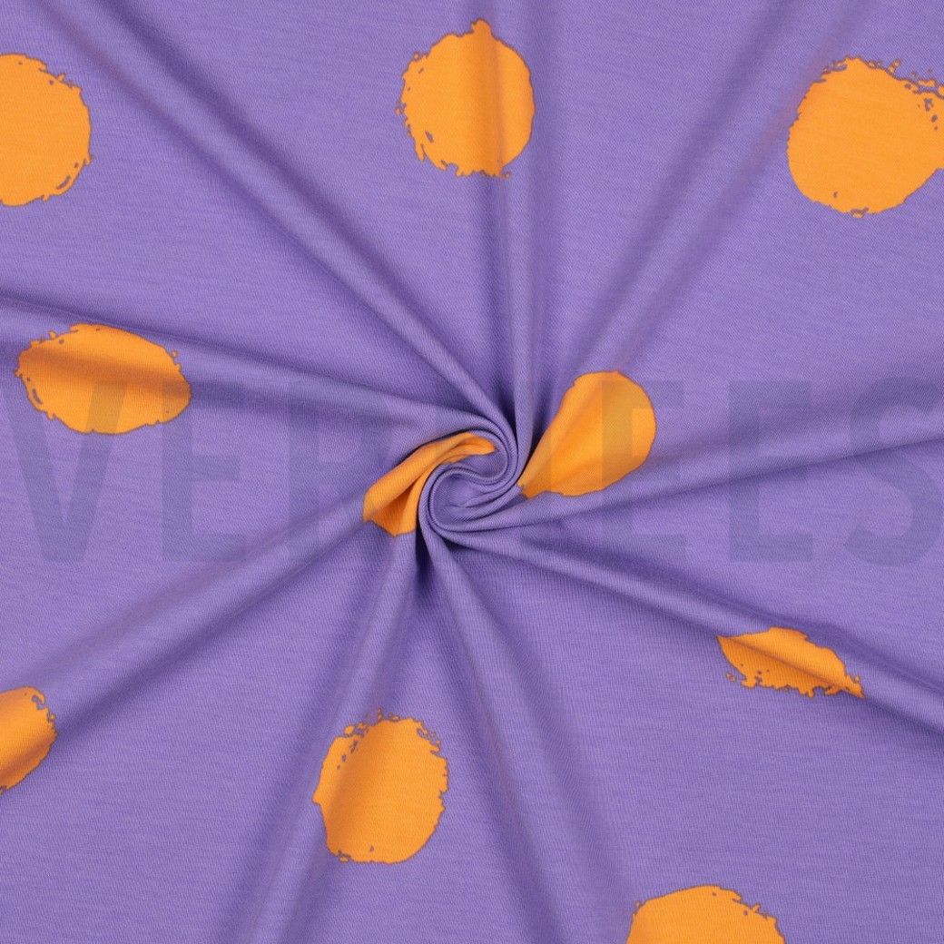 Cotton Jersey Fabric Big Dots LAVENDER