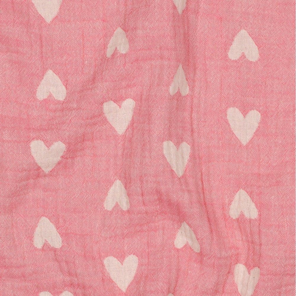 DOUBLE GAUZE JACQUARD HEARTS – PINK