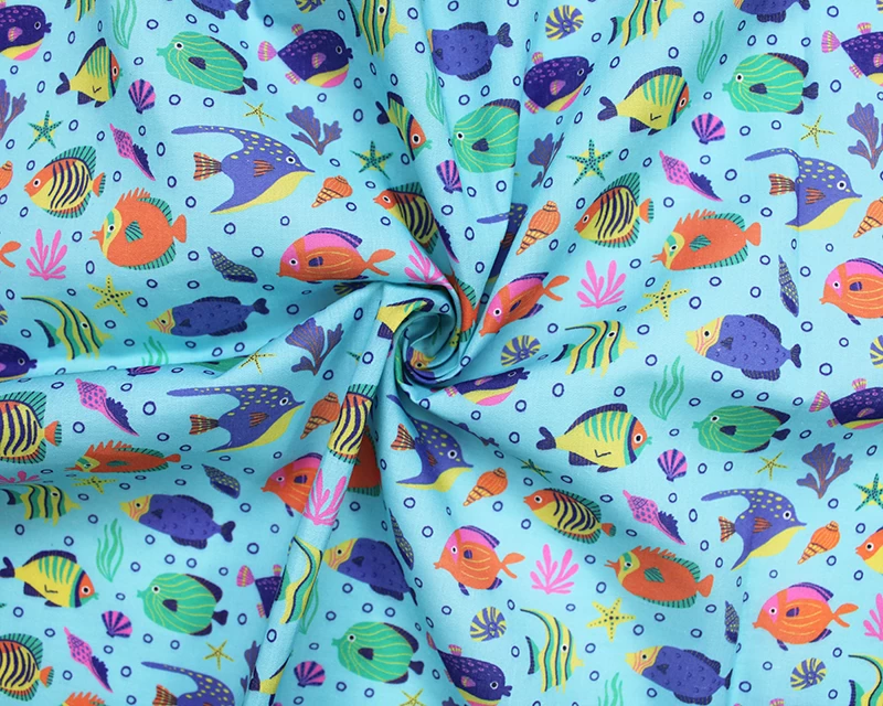 Polycotton Fabric Tropical Fish