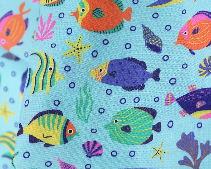 Polycotton Fabric Tropical Fish