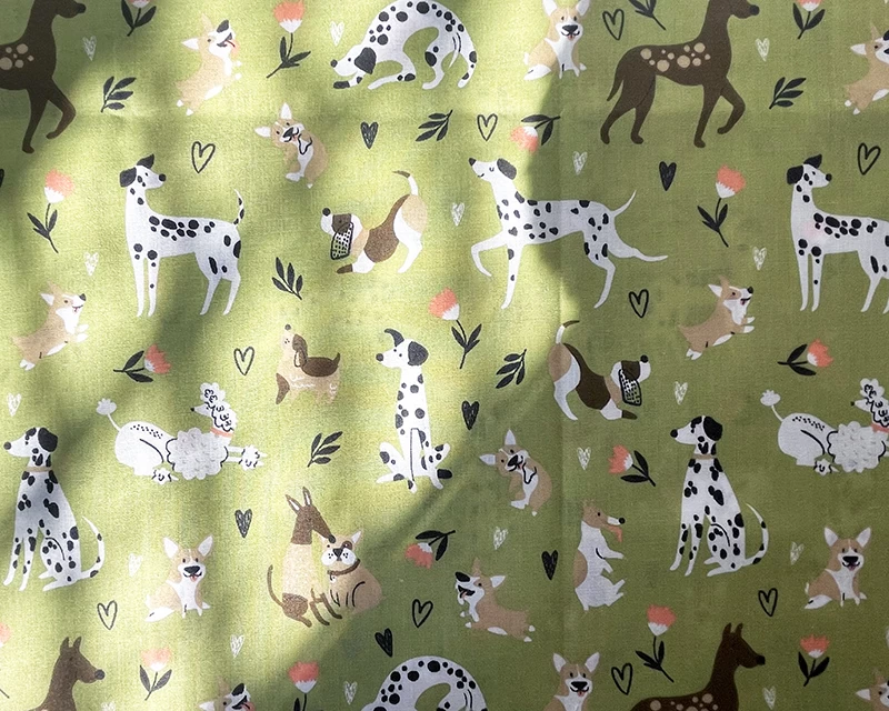 Polycotton Fabric Daisy Dogs
