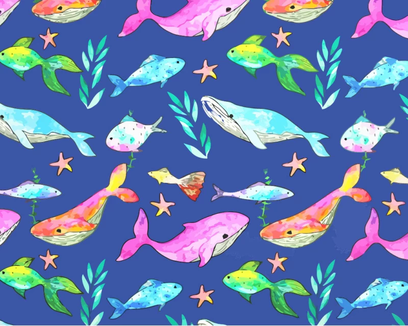 Little Johnny Digital Cotton Whales