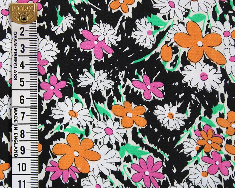 Cotton Poplin Florals Black