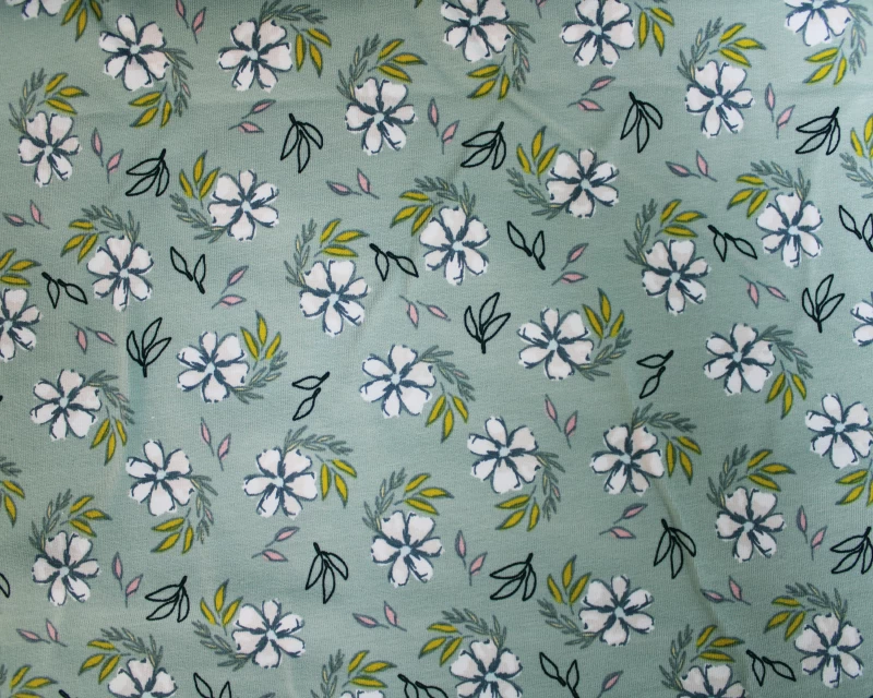 French Terry Organic Sketchy Flowers