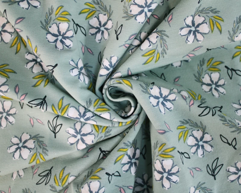 French Terry Organic Sketchy Flowers