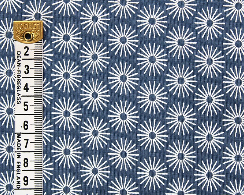 Cotton Jersey Flower Wheel Mid Blue