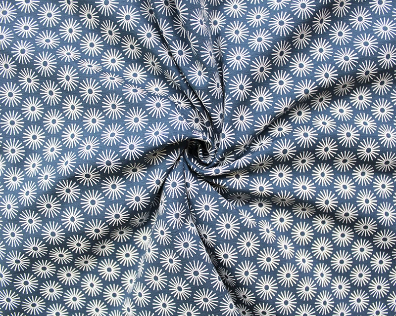 Cotton Jersey Flower Wheel Mid Blue