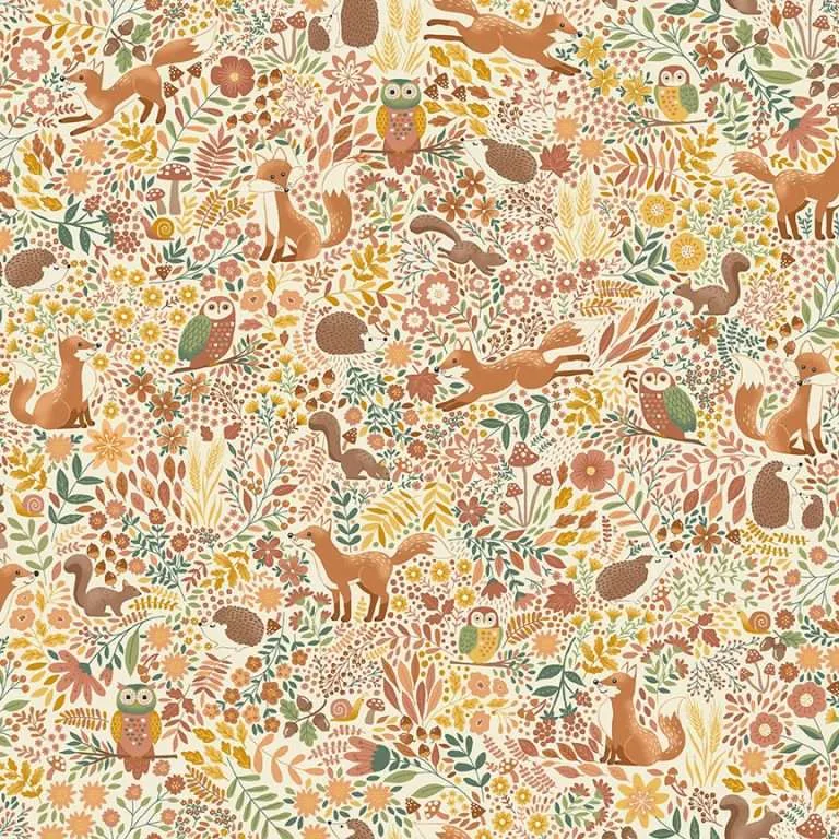 Makower Cotton Fabric Hello Autumn Wild Wood Cream