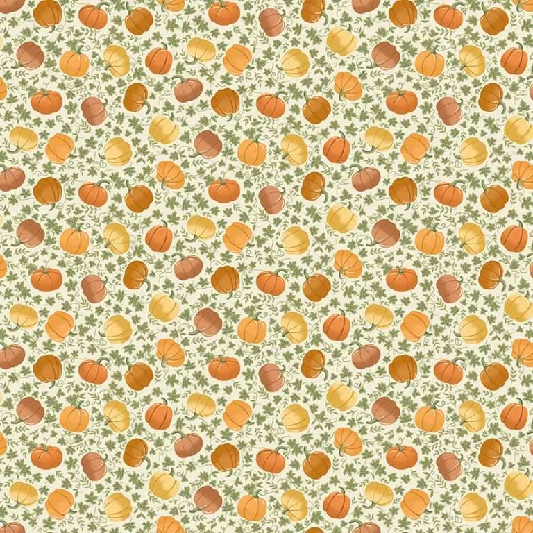 Makower Cotton Fabric Hello Autumn Pumpkins Cream