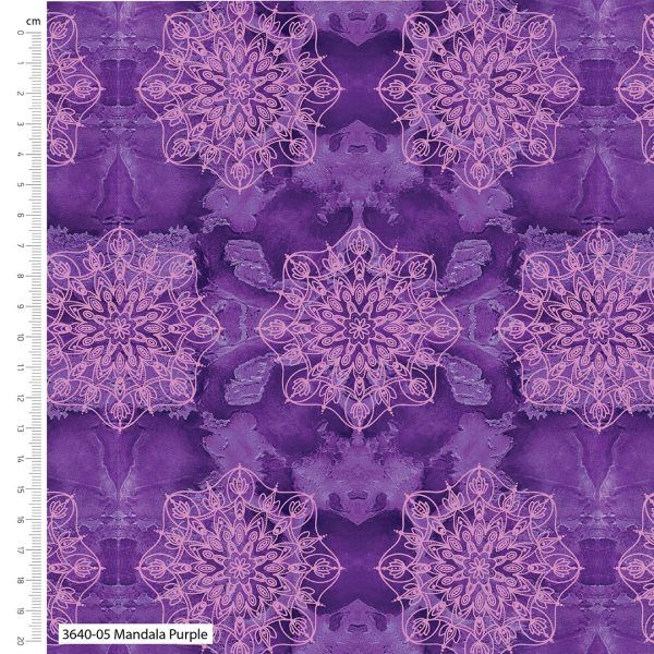 Make & Believe Cotton Fabric Elephant Festival Mandala Purple