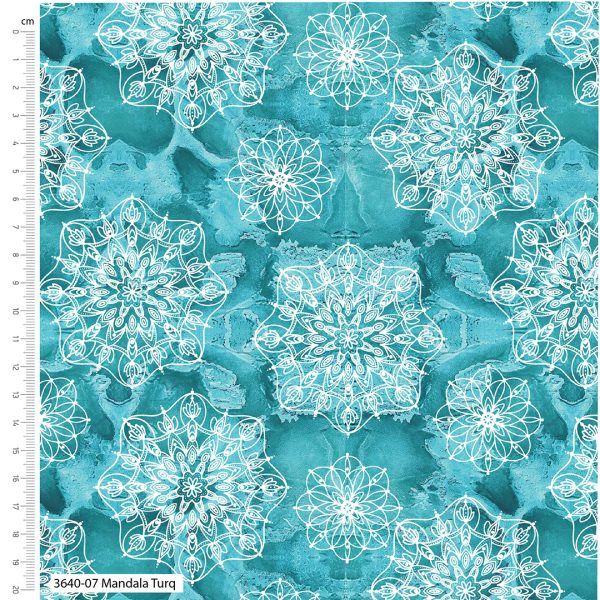 Make & Believe Cotton Fabric Elephant Festival Mandala Turquoise