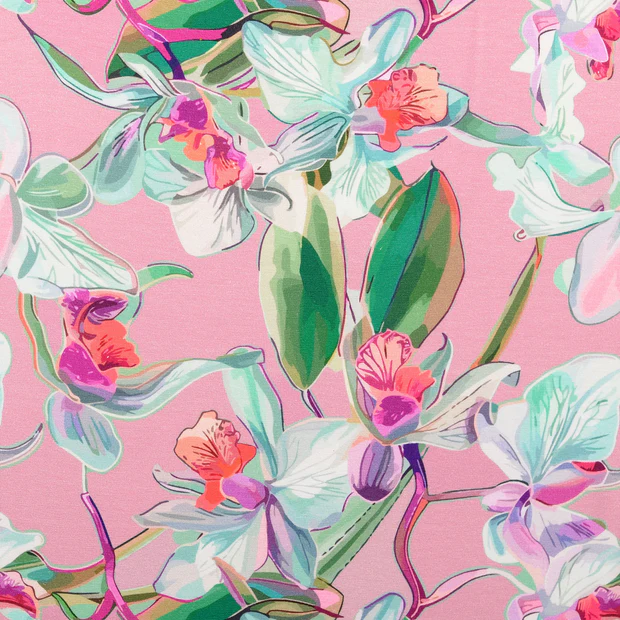 Cotton Jersey Fabric Orchid Bloom Dusky Pink
