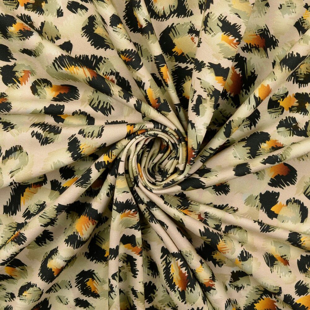 Cotton Jersey Fabric Savannah Spots Beige