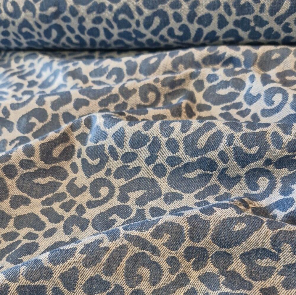 10.5 oz Jacquard Denim Fabric Leopard Design
