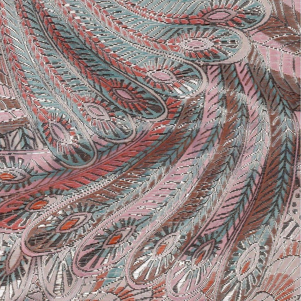 Jacquard Brocade Fabric Feather Print