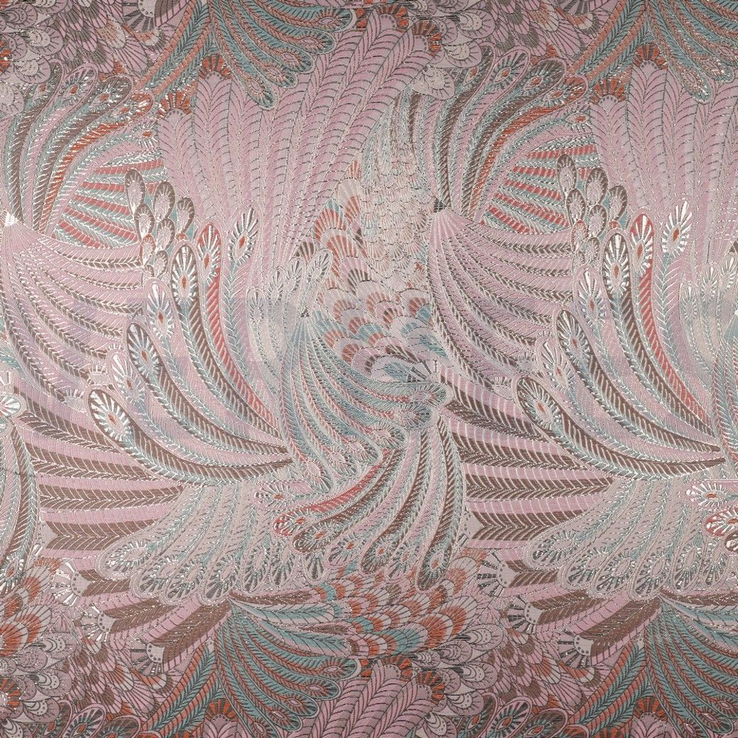 Jacquard Brocade Fabric Feather Print
