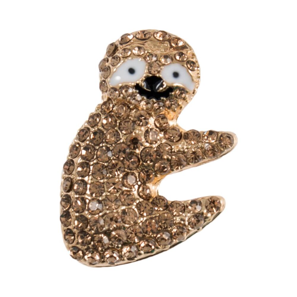 Sloth Diamante Button