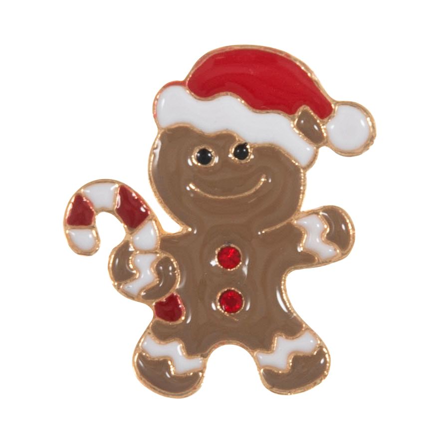 Enamel Gingerbread Man Button