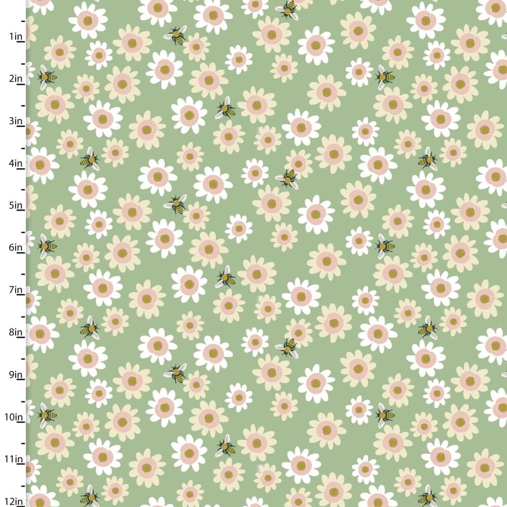 3 Wishes Cotton Fabric Forest Life Daisy Delight