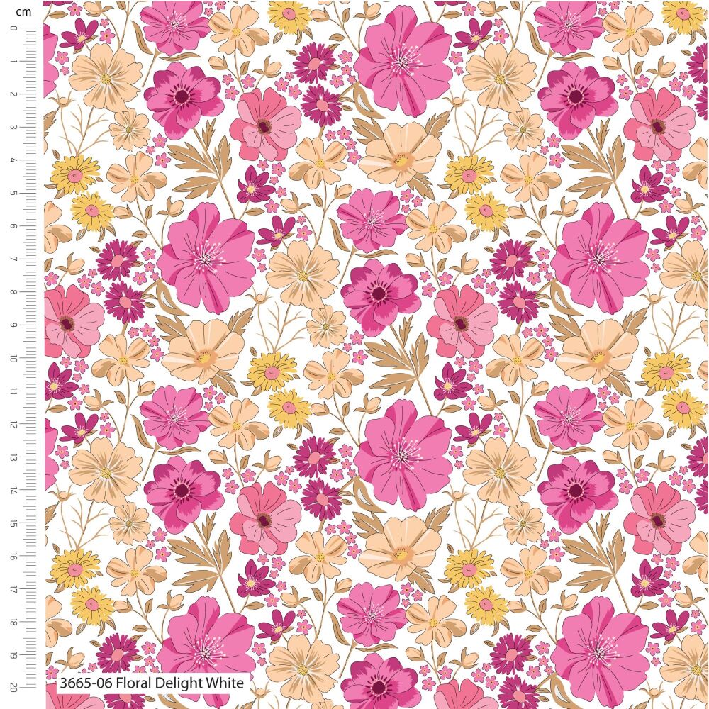 The Craft Cotton Company Sweet Blooms Delight White
