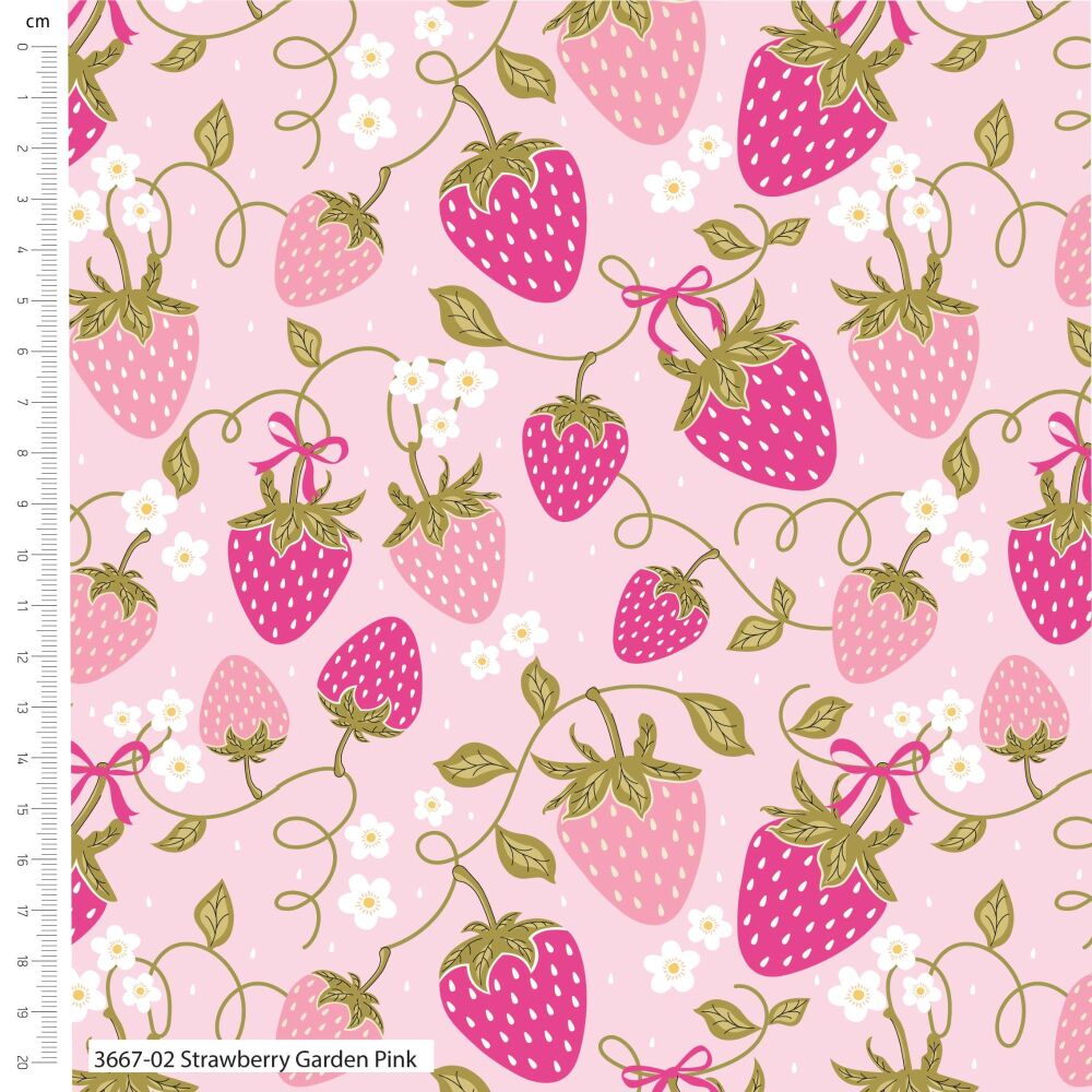 Cotton Jersey Fabric The Crafty Pie Strawberry Garden Pink