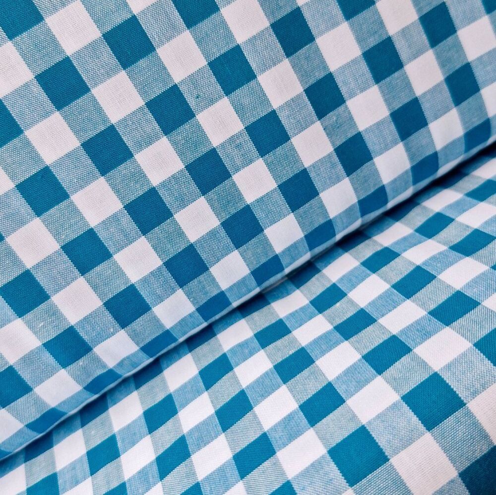 Yarn Dyed Cotton Gingham Fabric Teal
