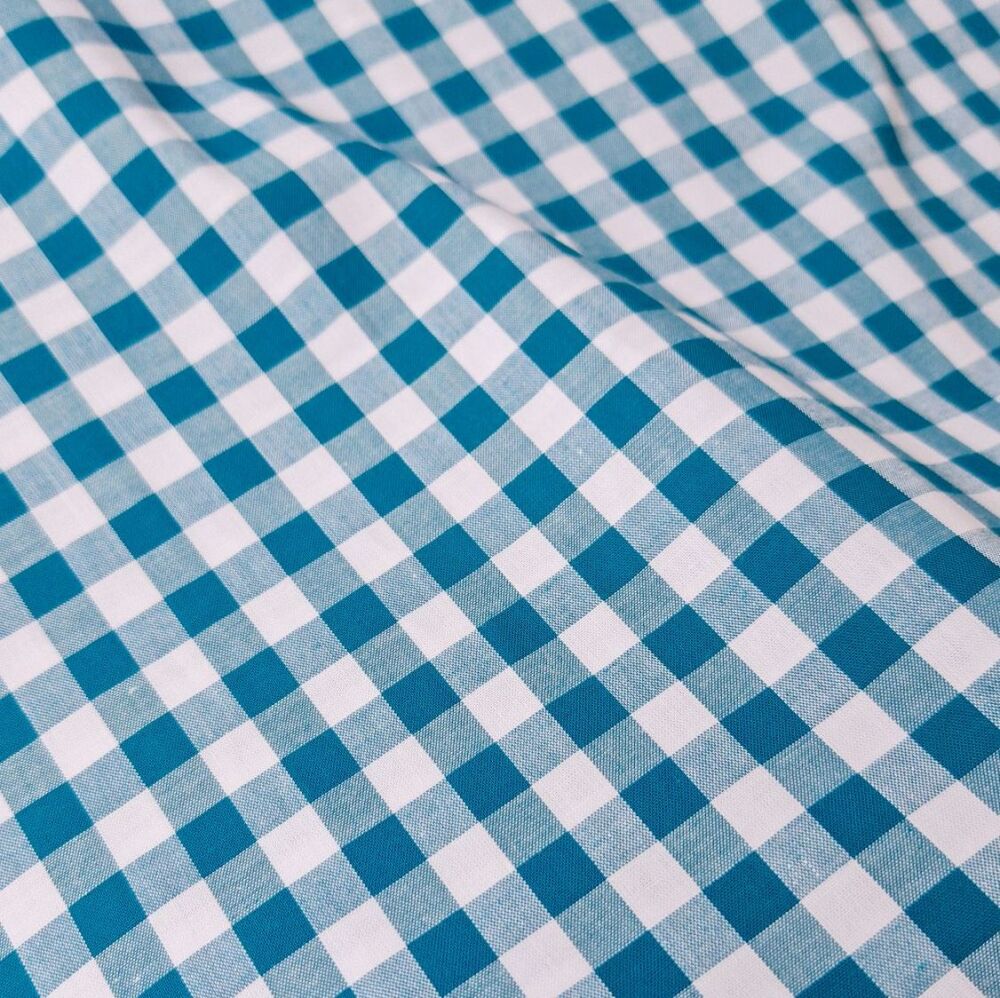 Yarn Dyed Cotton Gingham Fabric Teal