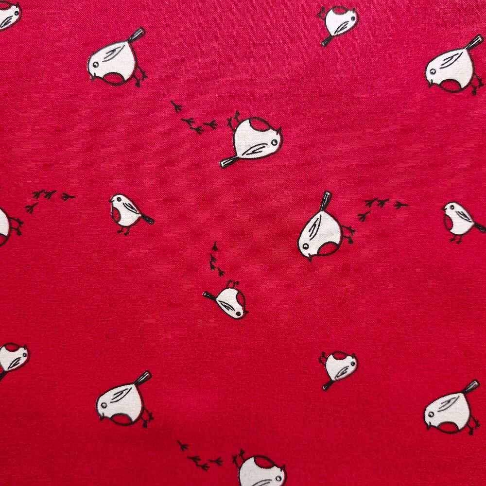 John Louden Christmas Cotton Robin Ivory