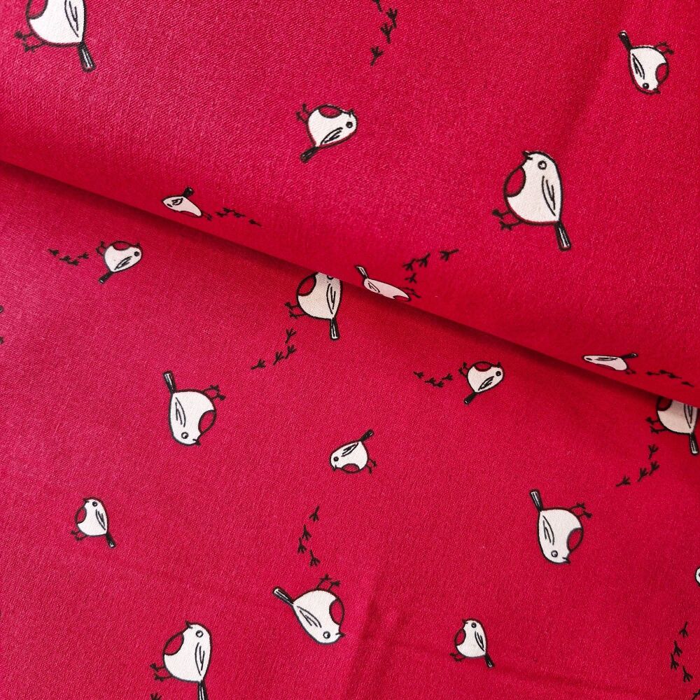 John Louden Christmas Cotton Robin Ivory
