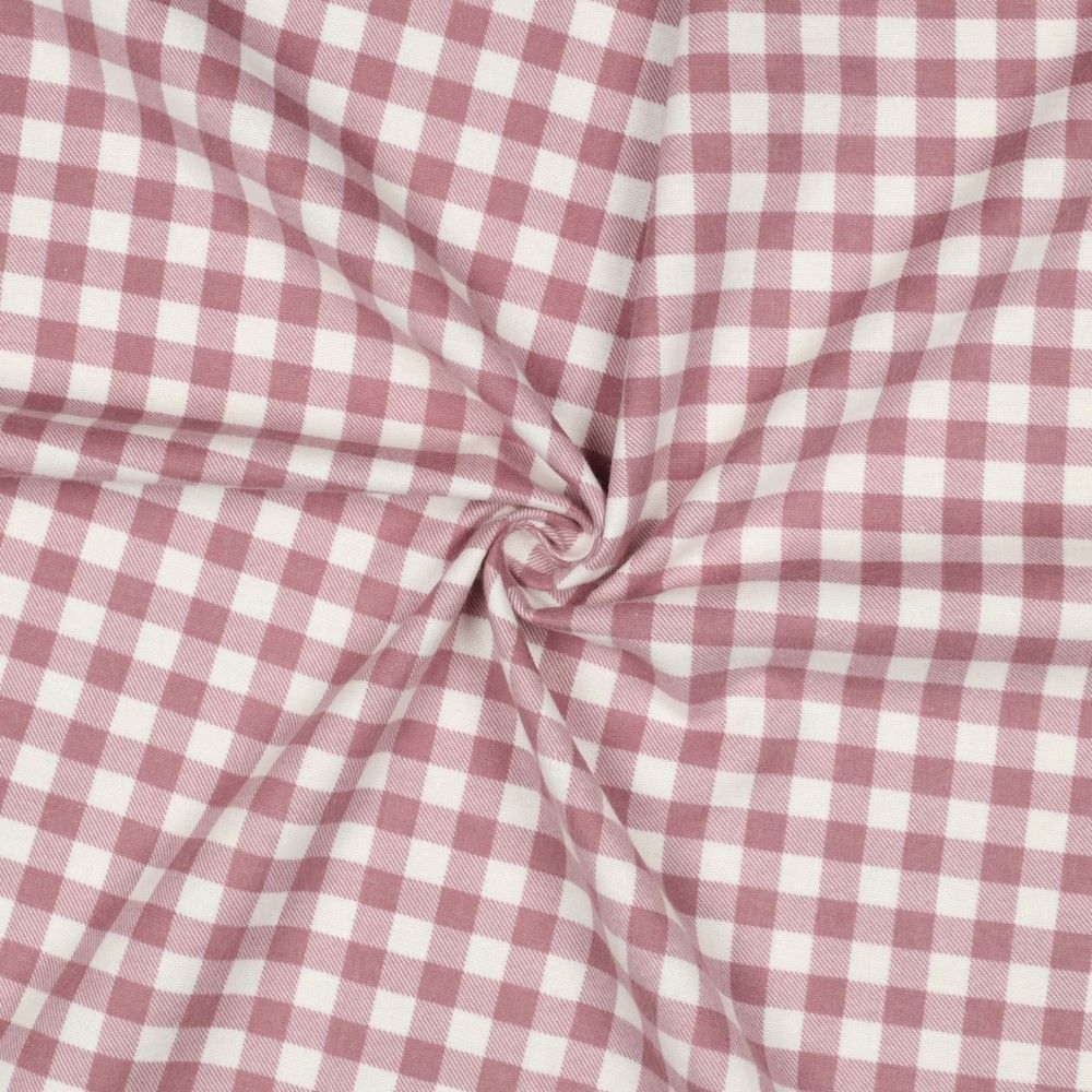 Flannel Cotton Fabric Gingham Mauve