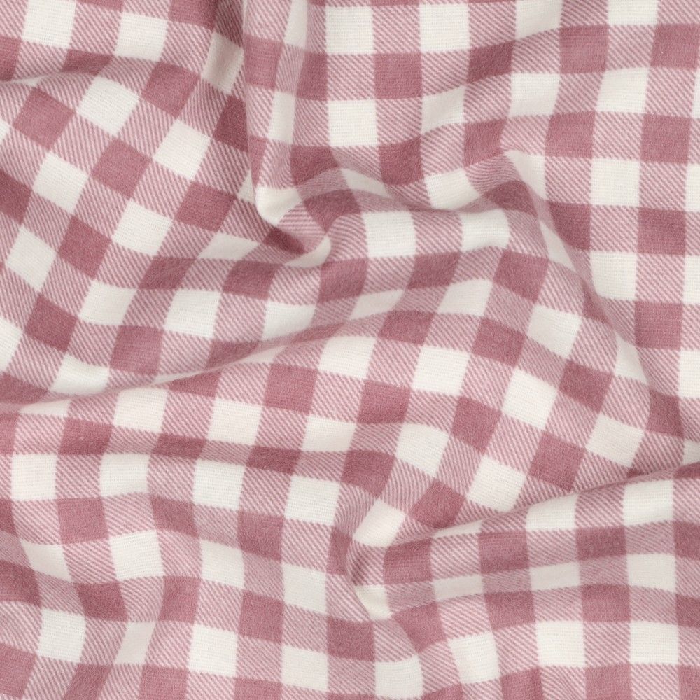 Flannel Cotton Fabric Gingham Mauve