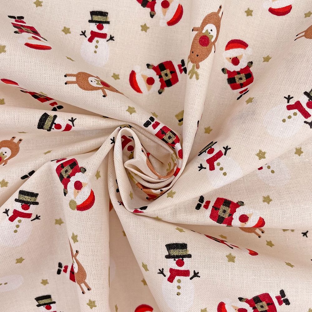 Christmas Cotton Christmas Characters Ivory