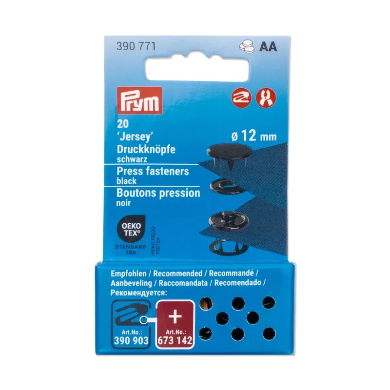 Prym Press fasteners Jersey, 12 mm, black PK20