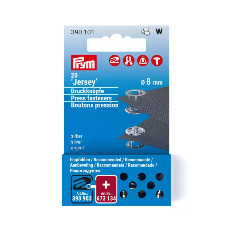 Prym Jersey press fasteners refill, ring, 8 mm, silver-coloured
