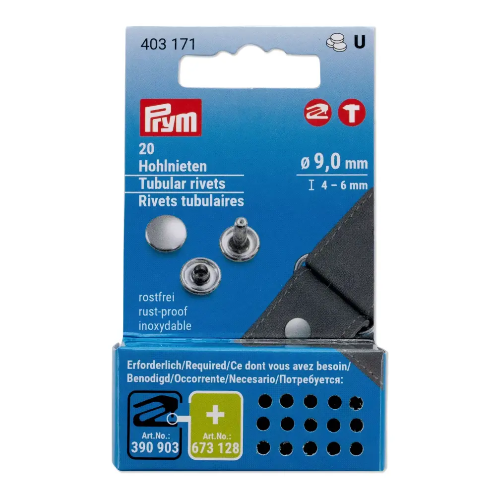 Prym Tubular Rivets, 4-6mm, silver-coloured, pk 20