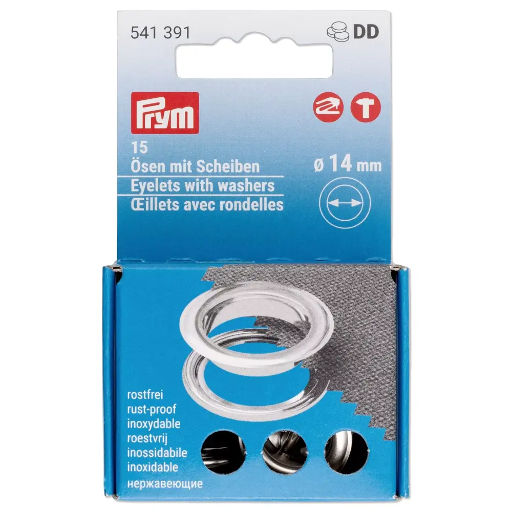 14.0 mm Prym Eyelets and washers silver 20 piece