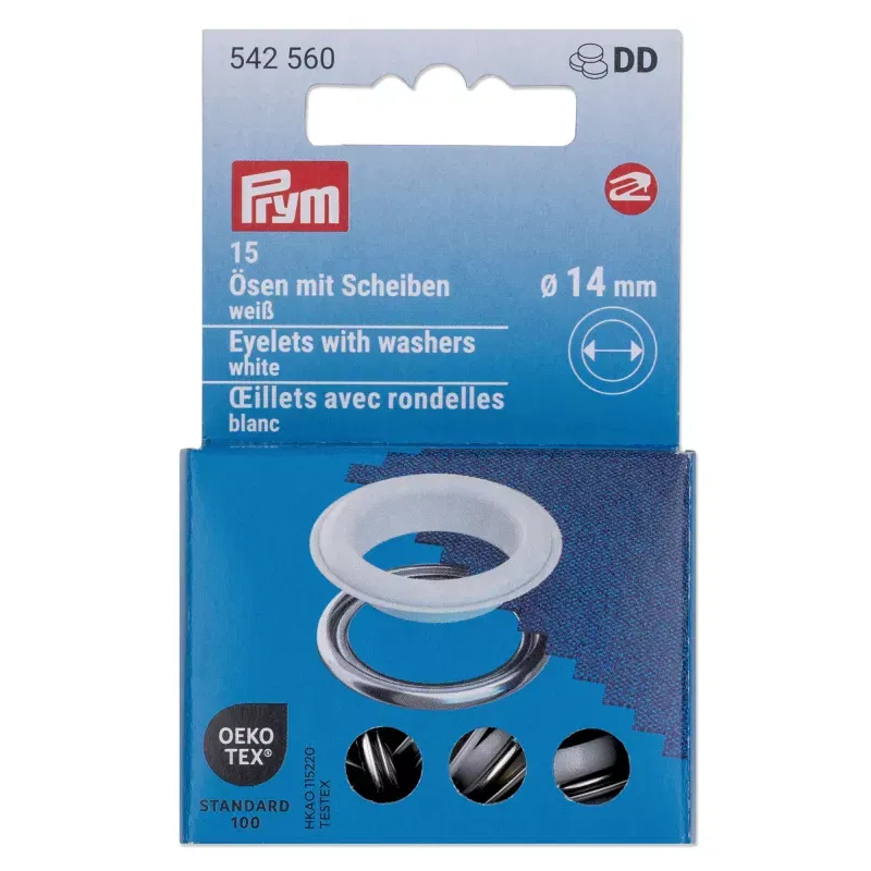 14.0 mm Prym Eyelets and washers white 20 piece