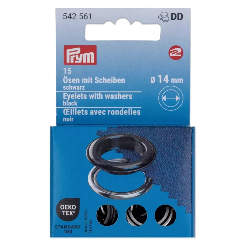14.0 mm Prym Eyelets and washers Black 20 piece