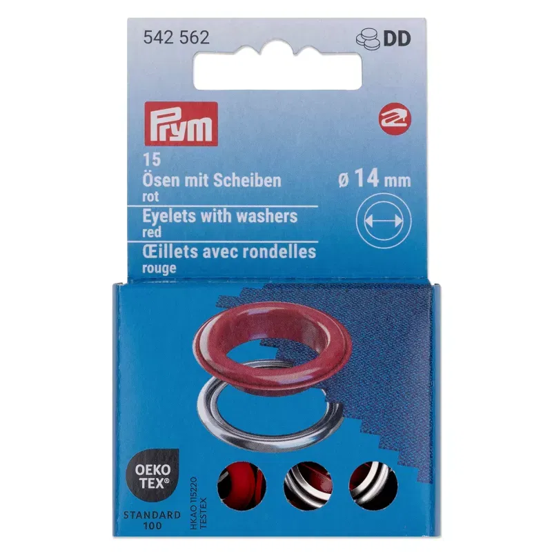 14.0 mm Prym Eyelets and washers Red 20 piece