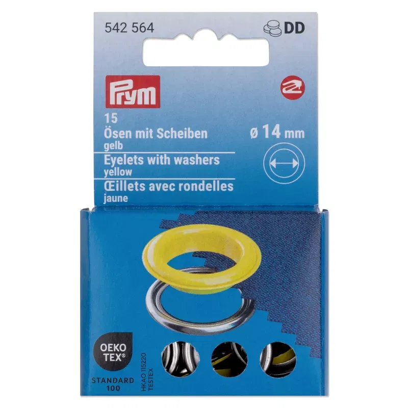 14.0 mm Prym Eyelets and washers Yelow 20 piece
