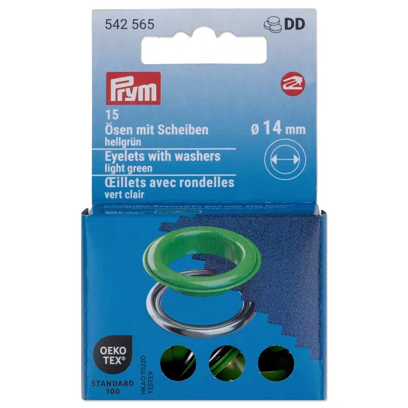 14.0 mm Prym Eyelets and washers Light Green 20 piece