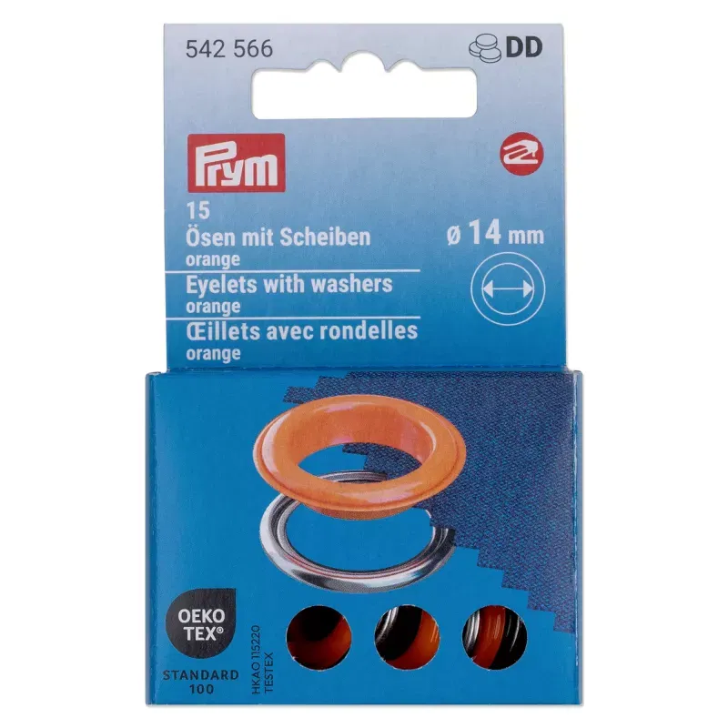 14.0 mm Prym Eyelets and washers Orange 20 piece