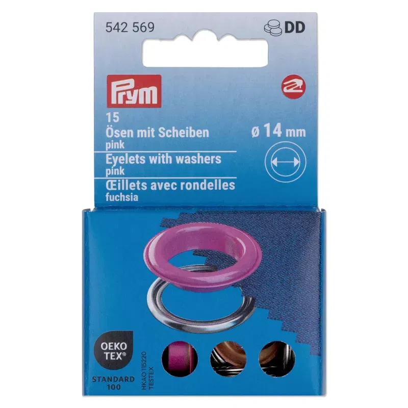 14.0 mm Prym Eyelets and washers Pink 20 piece