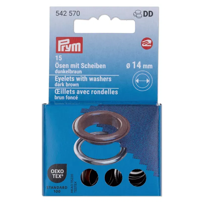 14.0 mm Prym Eyelets and washers Brown 20 piece