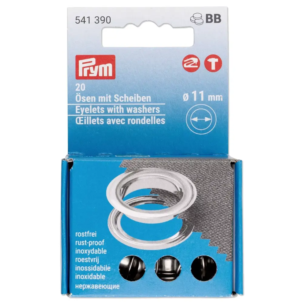 11 mm Prym Eyelets and washers Silver 20 piece