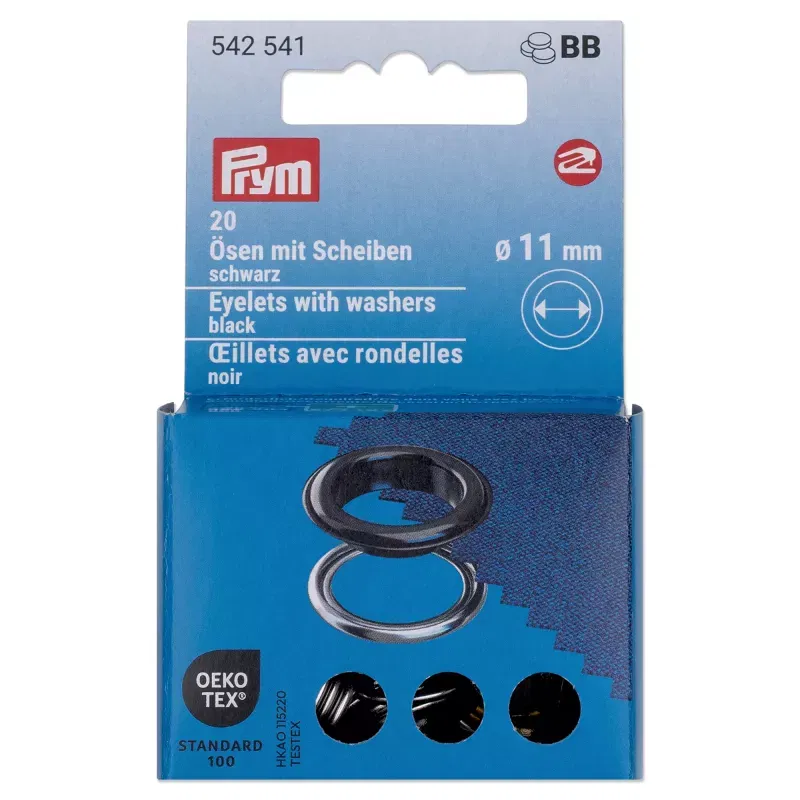 11 mm Prym Eyelets and washers Black 20 piece