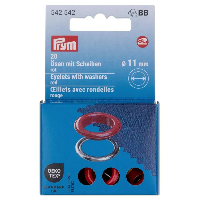 11 mm Prym Eyelets and washers Red 20 piece