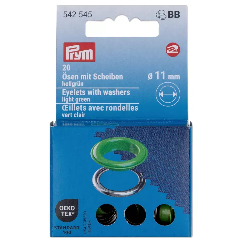 11 mm Prym Eyelets and washers Light Green 20 piece