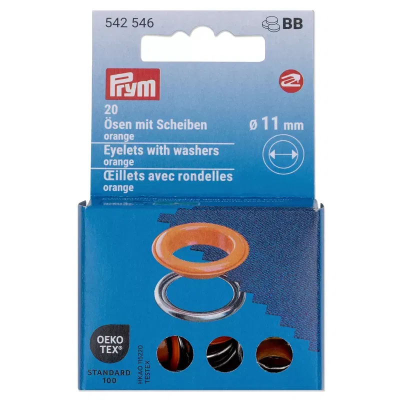 11 mm Prym Eyelets and washers Orange 20 piece